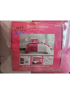 Juicy Couture Queen 8pc Reversible Bed Set Pink Coquette Y2K NIP